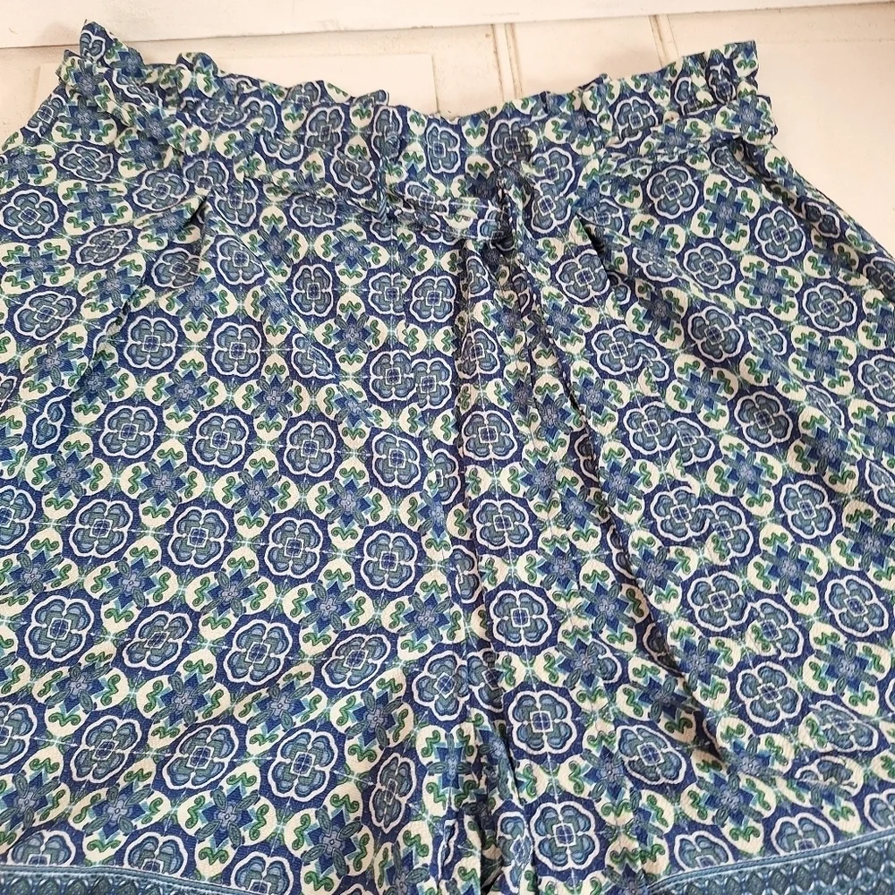 NWT Max Studio Shorts Paperbag Waist & Belt Blue & White Lightweight XLarge - Picture 9 of 11
